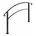 thumbnail image 1 of Outdoor Handrails for Steps 5 Steps, Wrought Iron Stair Railing Black, Flexible Porch Hand Rail for Concrete/Wood Stairs, Transitional Handrails for Elderly & Children, 1 of 7