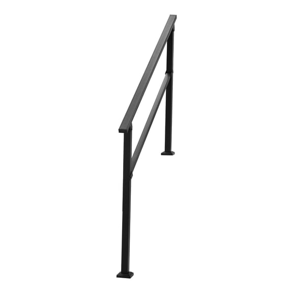 Outdoor Handrails for 4-5 Step Stairs - Black Square Tube Design, Easy Install, Non-Slip Grip for Senior Safety