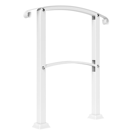 Outdoor Handrails for Steps 1-3 Steps, White Stair Railing for Porch Deck, Adjustable Angle Handrail with Installation Kit for Concrete Steps