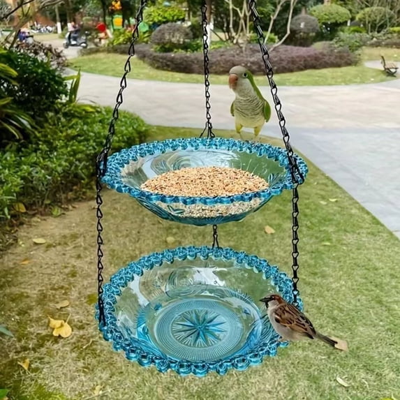 Outdoor Hanging Bird Feeder - Balcony Bird Feeding Station with Seed Container