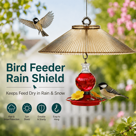 Outdoor Hanging Bird Feeder Rain Cover - Garden Yard Hanging Rainproof Feeder Cover for Birds Window Mounted Bird Feeding Tool for Patio Courtyard Use