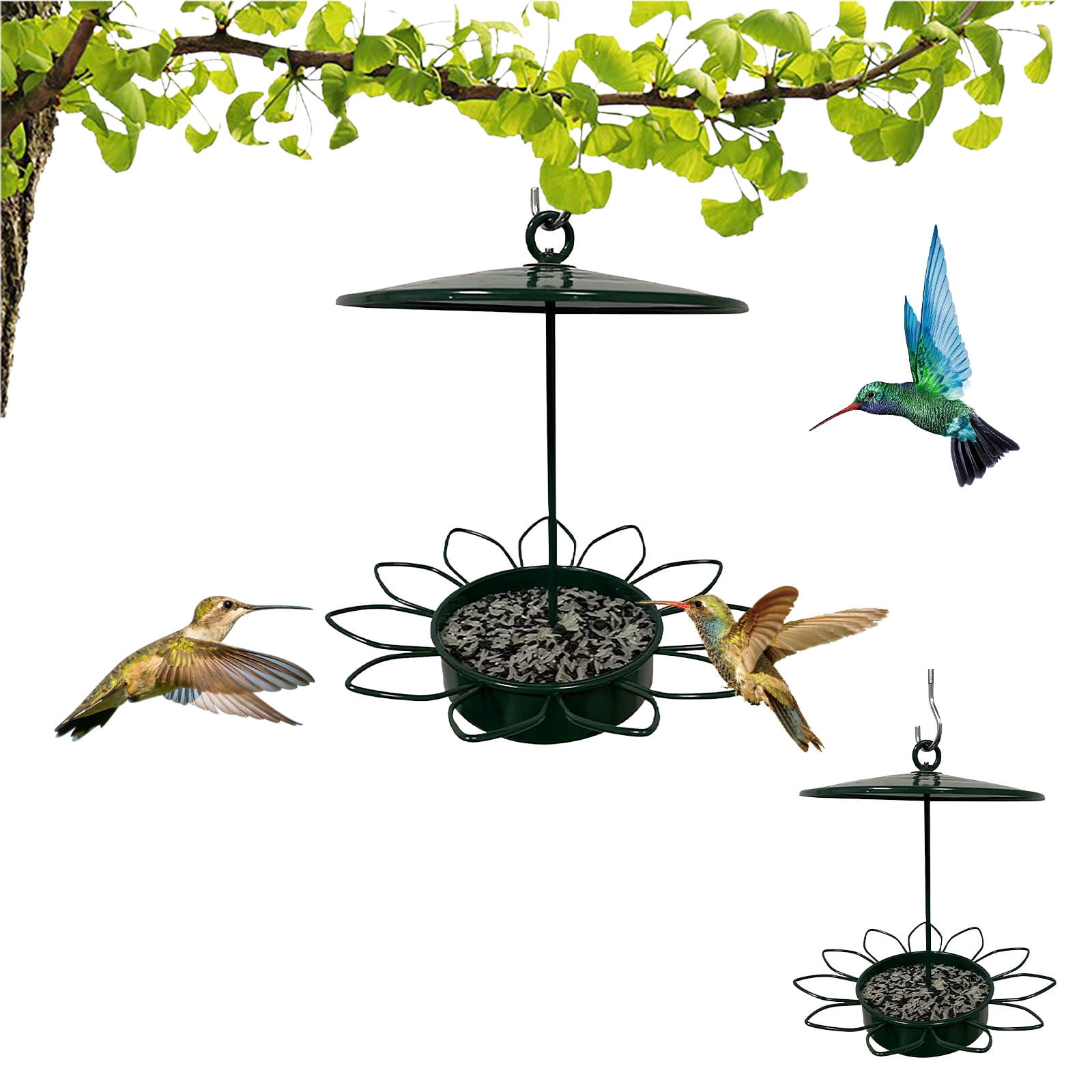 Outdoor Hanging Bird Feeder with Leak Proof Grid, Easy Fill Food Holder for Garden Fence or Wild Birds, Weather Friendly Backyard Balcony Feeding Station, for Home Nature Observation and Viewing