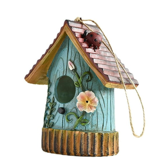 Outdoor Hanging Bird Nests,Garden Bird House,Hanging Resin Bird Nest,Hummingbird Houses,Colorful Decorative Cute Resin Birdhouses for Outside Indoors Garden Backyard Decor