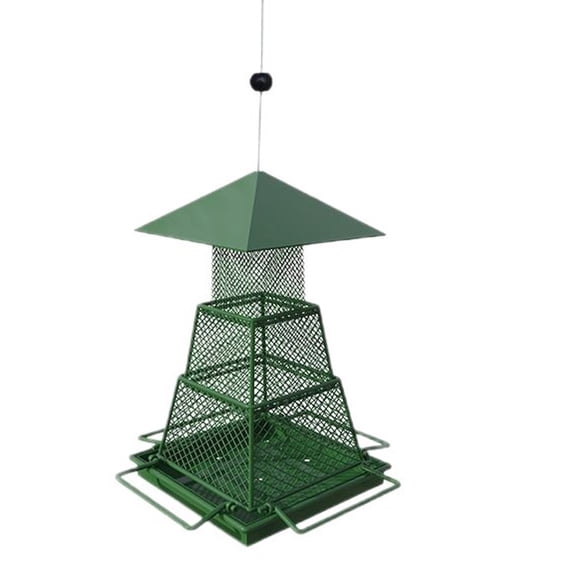 Outdoor Hanging Birds Feeder Garden Courtyard Multi Layer Birds Food Box Feeding Birdcage 44.5x18cm Durable Iron 1 Piece