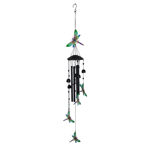 Outdoor Hanging Decor, Dragonfly Metal Wind Chimes, 34 Inch Painted Dragonfly Hanging Wind Chime, Patio Decorations Outdoor, Hand-Tuned Melodic Chime, 1Pc Metal Dragonfly Painted