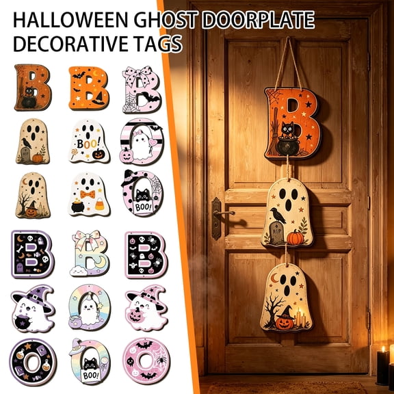 Outdoor Hanging Halloween Decorations, Cute Halloween Decorations Outdoor, Halloween Front Porch Decor, Halloween Porch Sign, Lightweight 5Mm Thick Wooden Hanging Plaque Set of 3