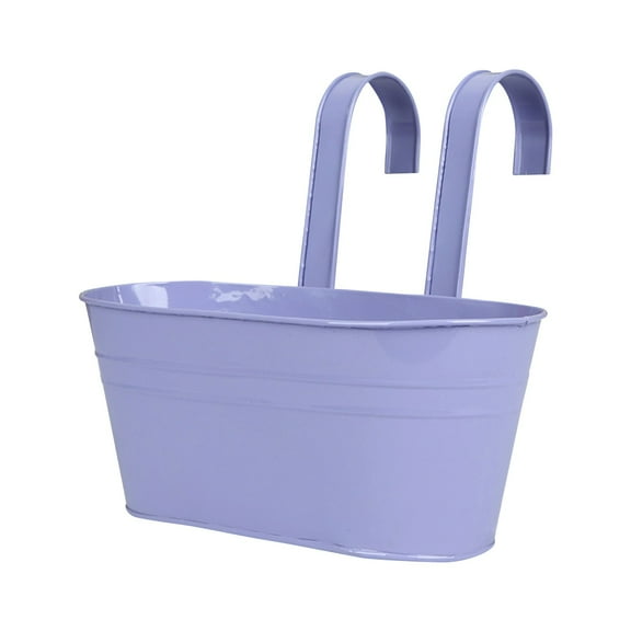 Outdoor Hanging Iron Flower Pot with Detachable Handle – Black Metal Wall-Mount Planter for Porch, Deck, Fence & Window Box