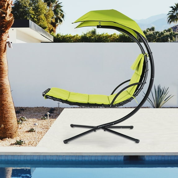 Outdoor Hanging Lounge Chair Hammock Chair Chaise Lounger Metal Green