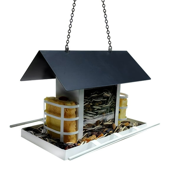 Outdoor Hanging Metal Bird Squirrel Feeder | Swing House Design for Garden, Balcony, or Yard | Weather-Resistant Decoration