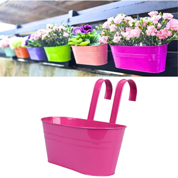 Outdoor Hanging Planter Box 11 Inch Metal Iron Window Box Flower Pot Deck Railings Fence Rails Buckets Porch Garden Decor