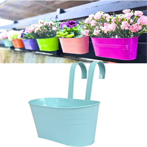 Outdoor Hanging Planter Box 11 Inch Metal Iron Window Box Flower Pot Deck Railings Fence Rails Buckets Porch Garden Decor