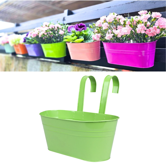 Outdoor Hanging Planter Box 11 Inch Metal Iron Window Box Flower Pot Deck Railings Fence Rails Buckets Porch Garden Decor