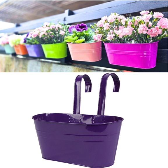 Outdoor Hanging Planter Box 11 Inch Metal Iron Window Box Flower Pot Deck Railings Fence Rails Buckets Porch Garden Decor