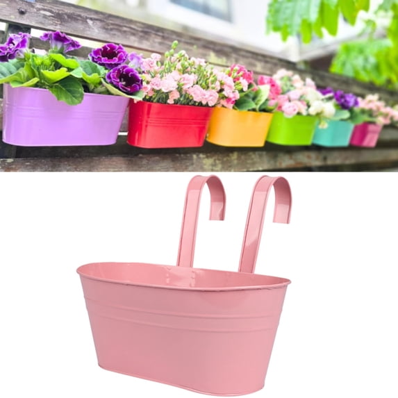 Outdoor Hanging Planter Box 11 " Metal Iron Window Box Flower Pot Deck Railings Balcony Fence Rail Porch Home Garden Decor