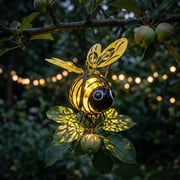 Outdoor Hanging Solar Bee Light, Waterproof Bumble Bee Lantern Metal Bug Firefly Lamp with Bouncy Spring, Glow up Fairy Lights for Garden Decor, Housewarming Gift, Backyard Tree Decoration