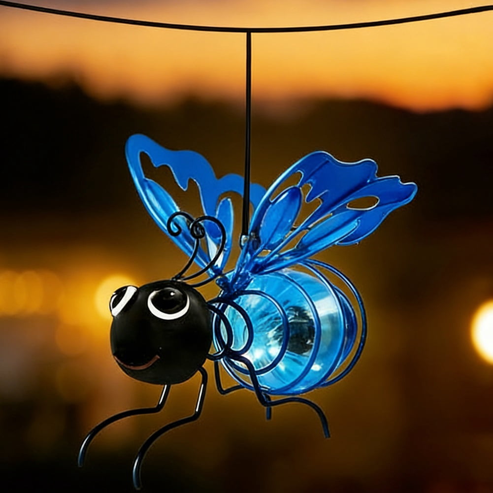 Outdoor Hanging Solar Bee Light, Waterproof Bumble Bees Solars Light, Glowing Metal Bee with Spring Figurine Lights, Cute Solar Insect, For Party Festivals Garden Decor Birthday Gifts