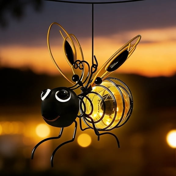 Outdoor Hanging Solar Bee Light, Waterproof Bumble Bees Solars Light, Glowing Metal Bee with Spring Figurine Lights, Cute Solar Insect, For Party Festivals Garden Decor Birthday Gifts