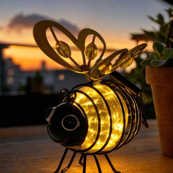 Outdoor Hanging Solar Bee Light,Yellow Bee Solar Outdoor Lights,Waterproof Solar Powered Insect Ornament for Yard, Tree, Porch, Patio Outdoor