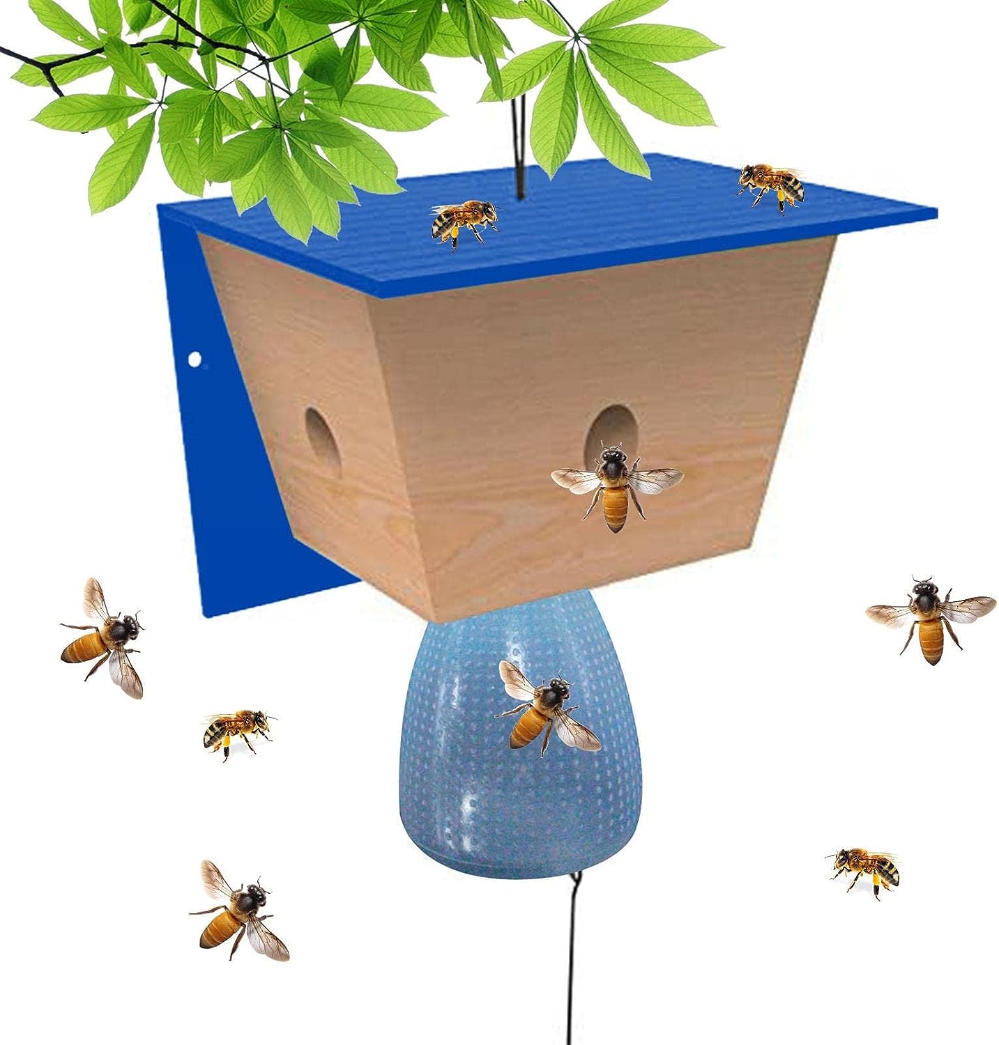 Outdoor Hangings Wasp Trap, Unique Chalet Shape Carpenter Bee Traps For