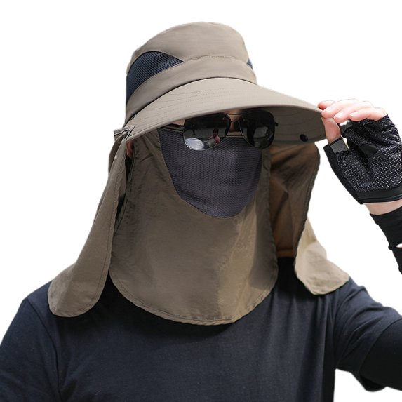 Outdoor Hat Solid Color Neck Protection Hollow Out Super Breathable Anti-UV Men Sun Hat Riding Hat