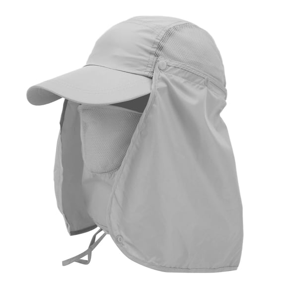 Outdoor Hat, Sun Protection Curved Brim Hiking Hat Button Design Detachable Face Cover With Neck Cover For Outdoor Activities Light Gray