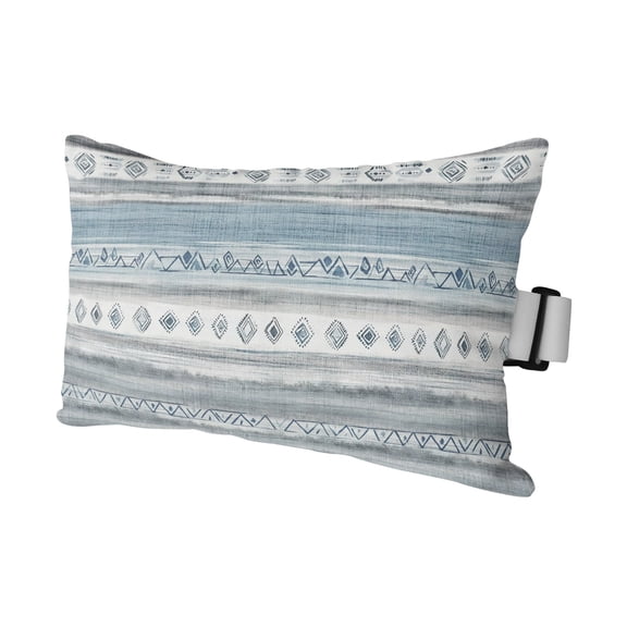 Outdoor Head Pillow,Abstract Blue Gray Retro Texture Waterproof Neck Throw Pillowcase with Elastic Strap&Insert,Morocco Geometric Style Cushion Cases for Beach Pool Chaise Chair,1 Pack