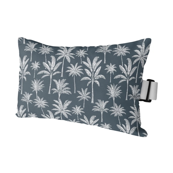 Outdoor Head Pillow,Summer Palm Tree on Blue Waterproof Neck Throw Pillowcase with Strap&Insert,Pastoral Tropical Foliage Cushion Cases for Beach Pool Chaise Chair,1 Pack