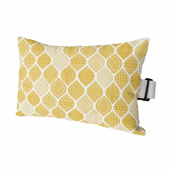 Outdoor Head Pillow,Yellow Bohemian Geometric Texture Waterproof Neck Throw Pillowcase with Elastic Strap&Insert,Abstract Moroccan Pattern Cushion Cases for Beach Pool Chaise Chair,1 Pack