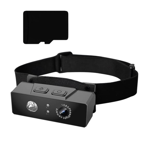 Outdoor Headlamp Camera 1080p with LED Light and Long Battery Lifes Action Camera for Night Running Gear Recorder