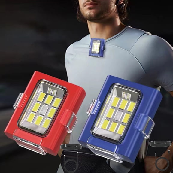 Outdoor Headlamp Type C Rechargeable Clip-On Running Light | Red Blue Waterproof LED Taillight | Multi-Mode Floodlight | 1 Outdoor Light + USB | 4.6x2.4x5.7cm