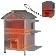 Aivituvin Heated Outdoor Cat House for Outside Weatherproof Feral Cat Shelter for Winter with Heater and Insulated Liner Two Story