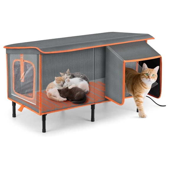 Outdoor Heated Cat House Winter Shelter with Temperature Control ...
