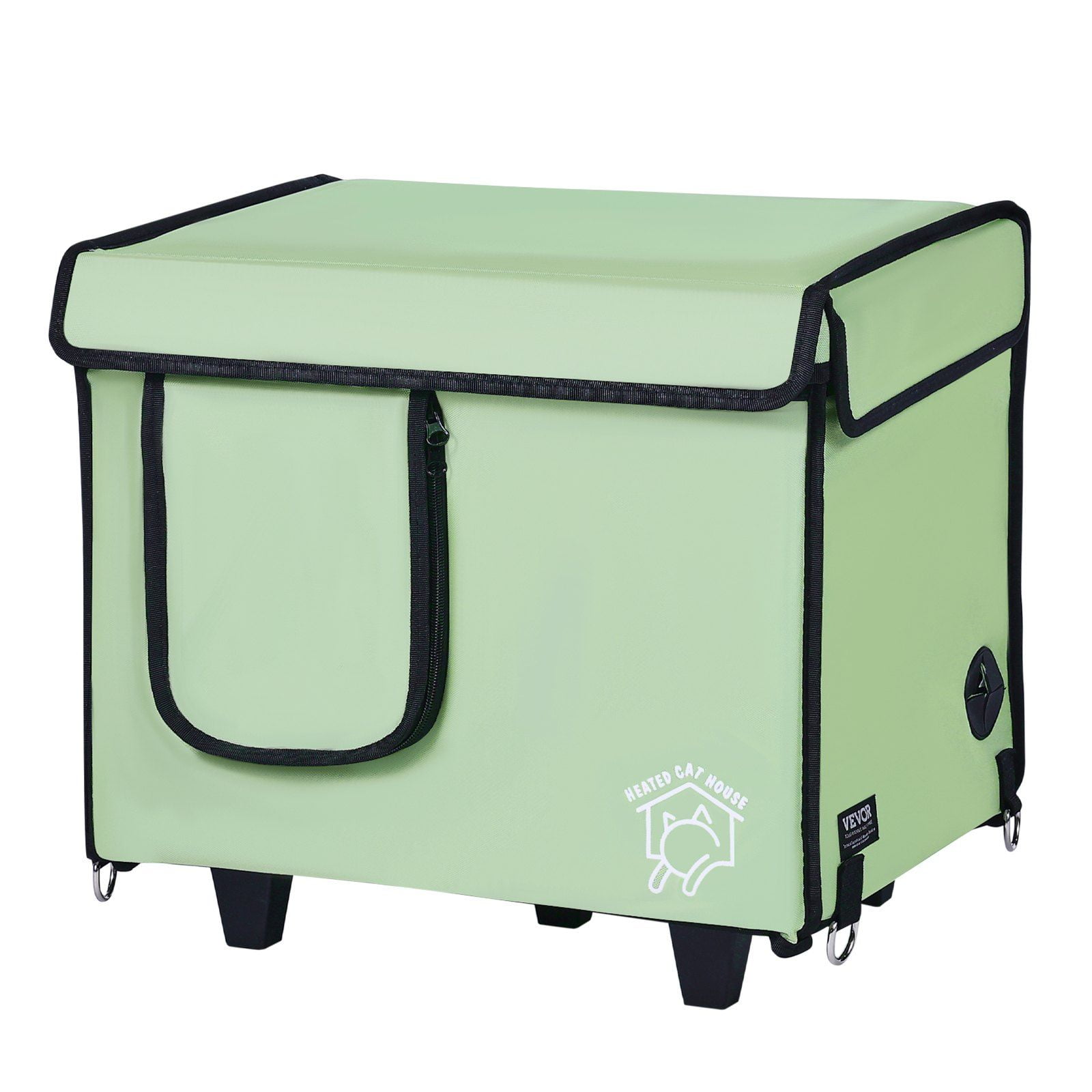 Outdoor Heated Cat House with Weatherproof Cover & Detachable Heated Pad – Insulated Winter Shelter for Pets (Green, Small)