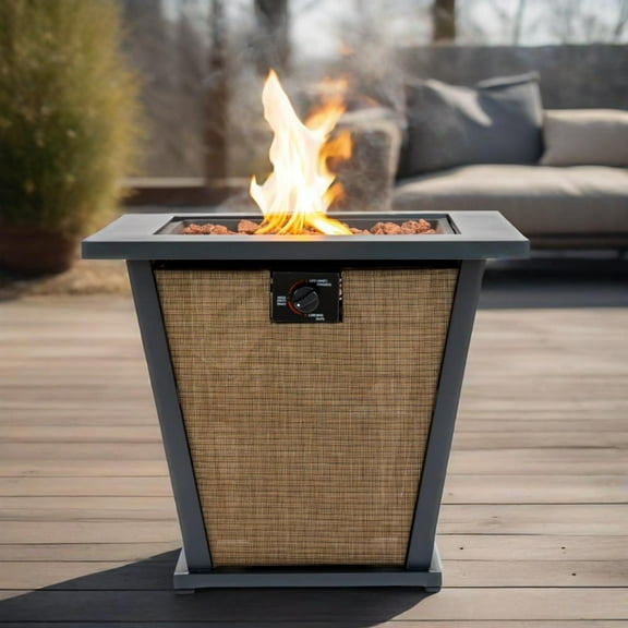 Outdoor Heater 28" Propane Gas Fire Pit Table, 50000 BTU Square Steel Fire Pit for Outside Patio Deck Garden Courtyard -Brown,Patio Heater