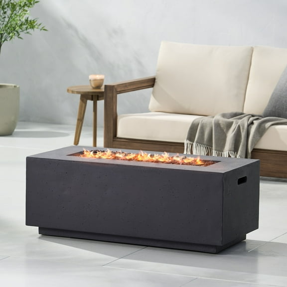 Outdoor Heater 40" Outdoor 40,000 BTU Rectangular MgO Concrete Propane Fire Pit, Light Grey (Tank Cover not Included),Patio Heater