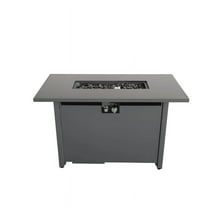 Outdoor Heater 42" Smoked Glass Metal Rectangle Fire Pit (Black),Patio Heater