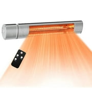 Outdoor Heater, Electric Patio Heater, with 3 Power Settings, 1500W, Overheat Protection, Infrared Heater with Remote Control, Super Quiet Wall Mounted Space Heater, In/Outdoor, Silver