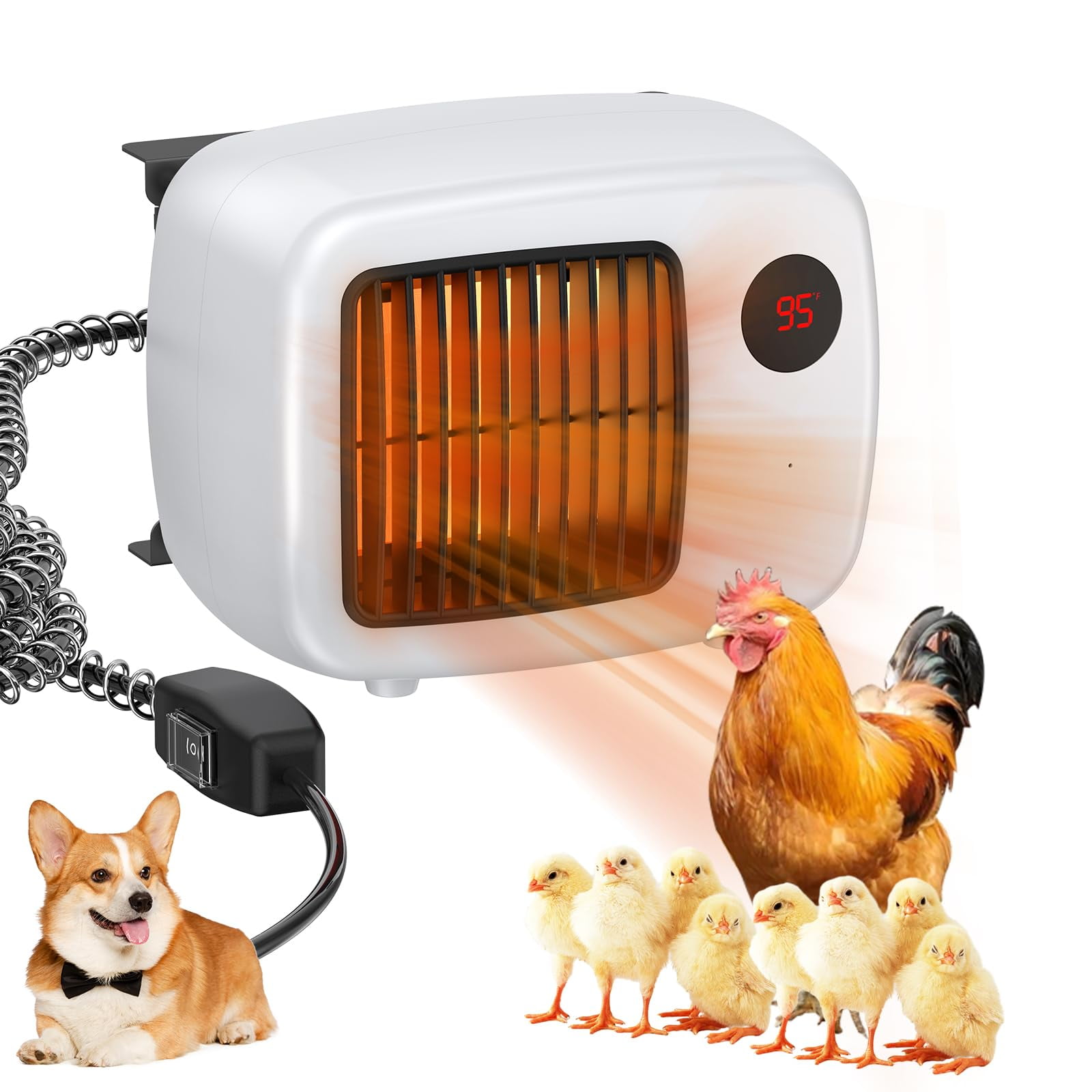 Outdoor Heaters Dog House Heater, Anti Chew Cord & Safe Overheat Protection, Fast 2 Heating Mode