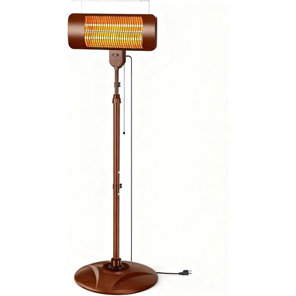 Outdoor Heaters for Patio, 1500W, 3 Heat Modes & 12H Timer, IP54 Waterproof Electric Heater with Adjustable Height, Tip-Over Protection, 78" Portable Infrared Heater for Indoor Outdoor use, Brown