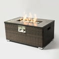 thumbnail image 1 of Outdoor Heating Wicker Rattan Table, Propane Fire Pit Rattan Table, Gas Fire Table with Tile Tabletop, for Outside Garden Backyard Deck Patio, 1 of 9
