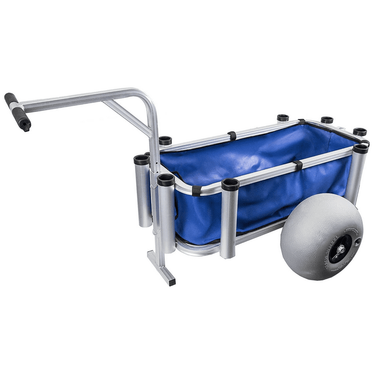 Outdoor Heavy Duty Aluminum Fishing Cart/ Beach Cart with Large Wheels for  Fishing, Camping, 35x 16 basket, Anti-Corrosion, Heavy Duty