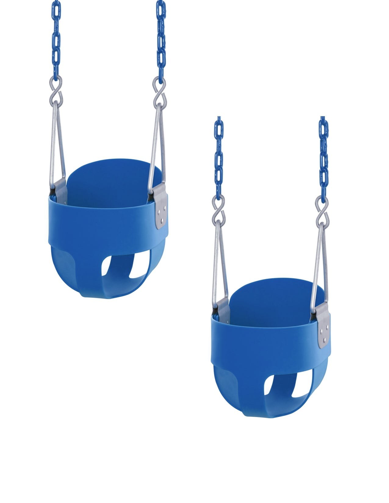 Outdoor Heights High Back Full Bucket Toddler & Baby Swing Set for Backyard Swing with Vinyl Coated Chain (2, Blue)
