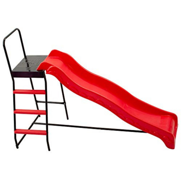 Outdoor Heights Trampoline Ladder & Slide for Kids - Wide Steps - Large Platform