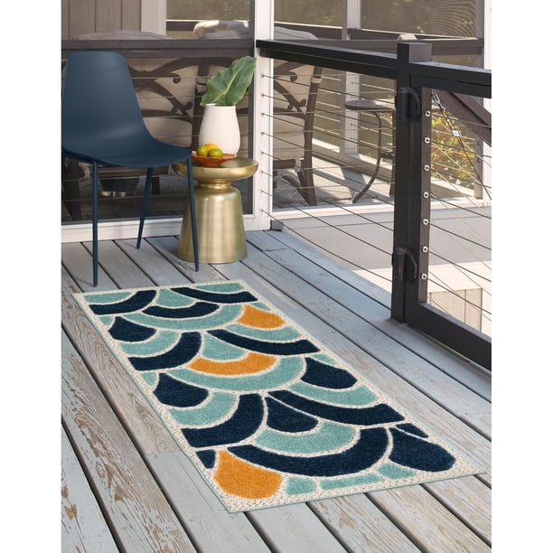 Outdoor Helena Collection Area Rug Blue - 2 display picture 1