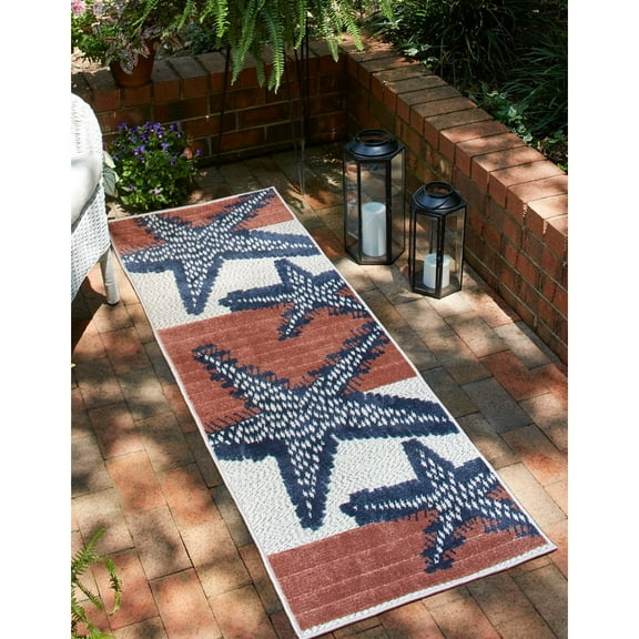 Outdoor Helena Collection Area Rug Ivory - 2'x8'