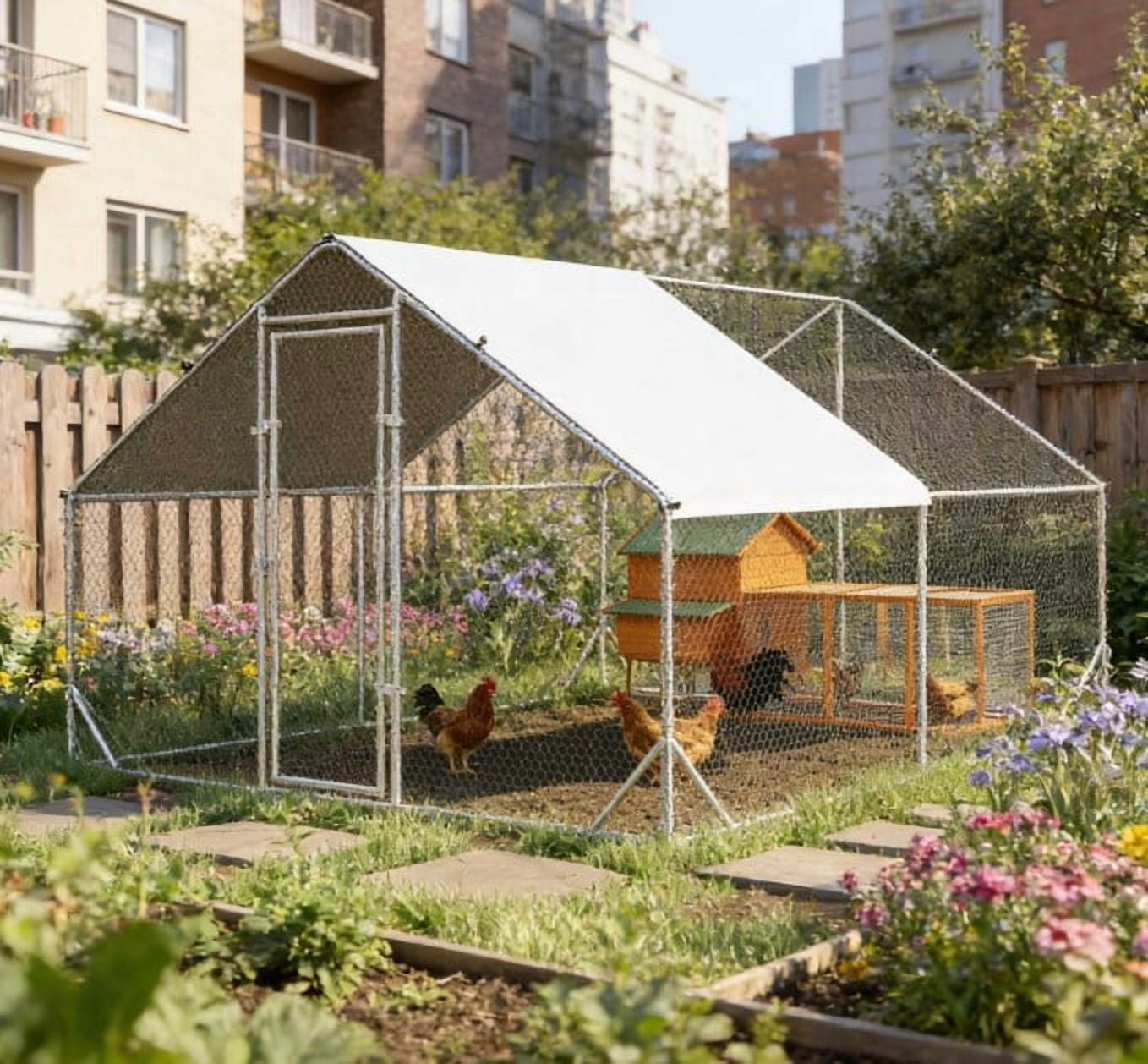 Outdoor Hen House, Metal Frame Chicken Run