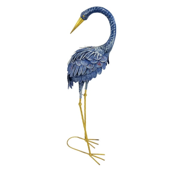 Outdoor Heron Crane Garden Statue Decoration 34" Tall in Purple and Gold
