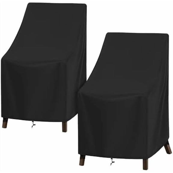Outdoor High Back Chair Covers Waterproof, 2 Pack Stackable  Chair Covers with Windproof Straps, Outdoor  Furniture Covers All Weather Protection, 27"W x 30"D x 42"H, Black$$Garden &