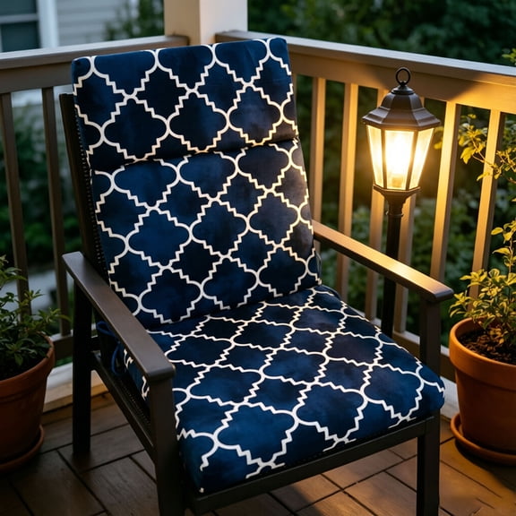 Outdoor High Back Chair Cushion Waterproof Patio Seat Pad with Ties for Garden Dining Rocking Chair 42.1x17.7 Inch