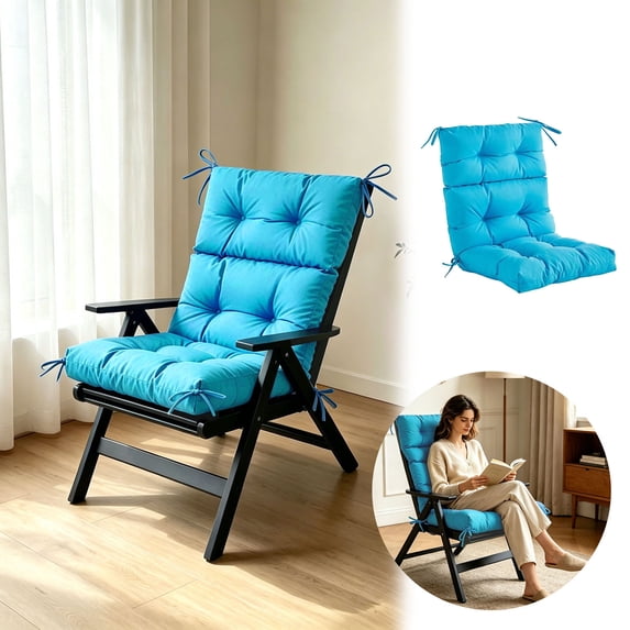 Outdoor High Back Chair Cushion,Waterproof Tufted Adirondack Rocking Chair Cushion with Ties,Replacement Seat Back Cushion for Patio Furniture